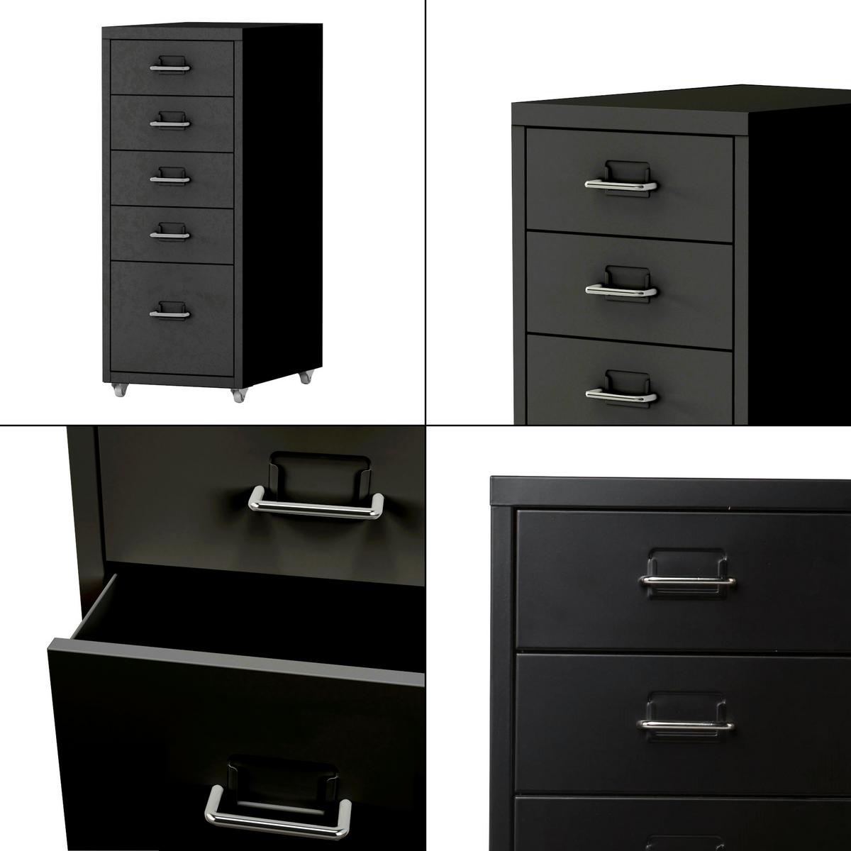 ROLLCONTAINER Kökar - Schwarz, Metall (28/69/41cm) - [en.casa]