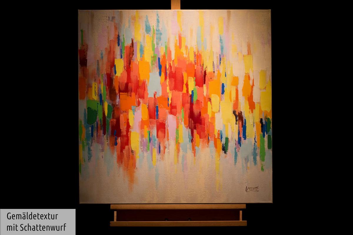 ACRYLBILD HANDGEMALT 80/80 cm - Beige/Multicolor, Holz/Textil (80/80cm) - KUNSTLOFT