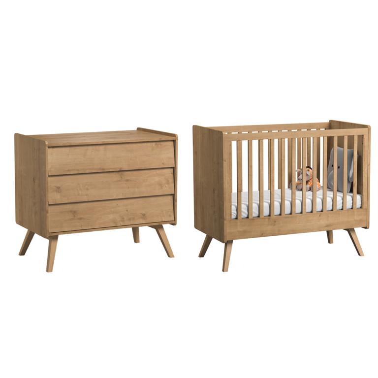 BABYZIMMER 2-teilig Eiche - Braun, Holzwerkstoff (125/103/65cm) - Petits-meubles