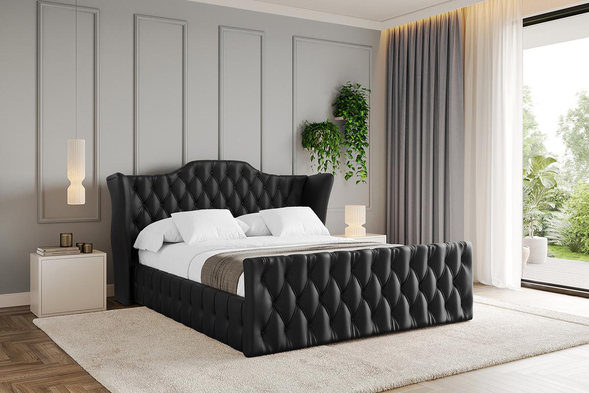 POLSTERBETT mit Bettkasten, Fußteil und Lattenrost, Boxbett mit Matratze H3/H4 - MODY-Z 120x200 Schwarz Kunstleder - Schwarz Hochglanz, Holzwerkstoff/Textil (120/200cm) - ALTDECOR