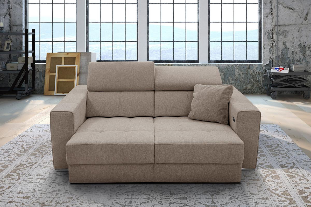 SOFA QUARTZ 3-Sitzer mit Ausziehsitz, taupe - Taupe, Holzwerkstoff/Textil (202/80/102cm) - Wozimo
