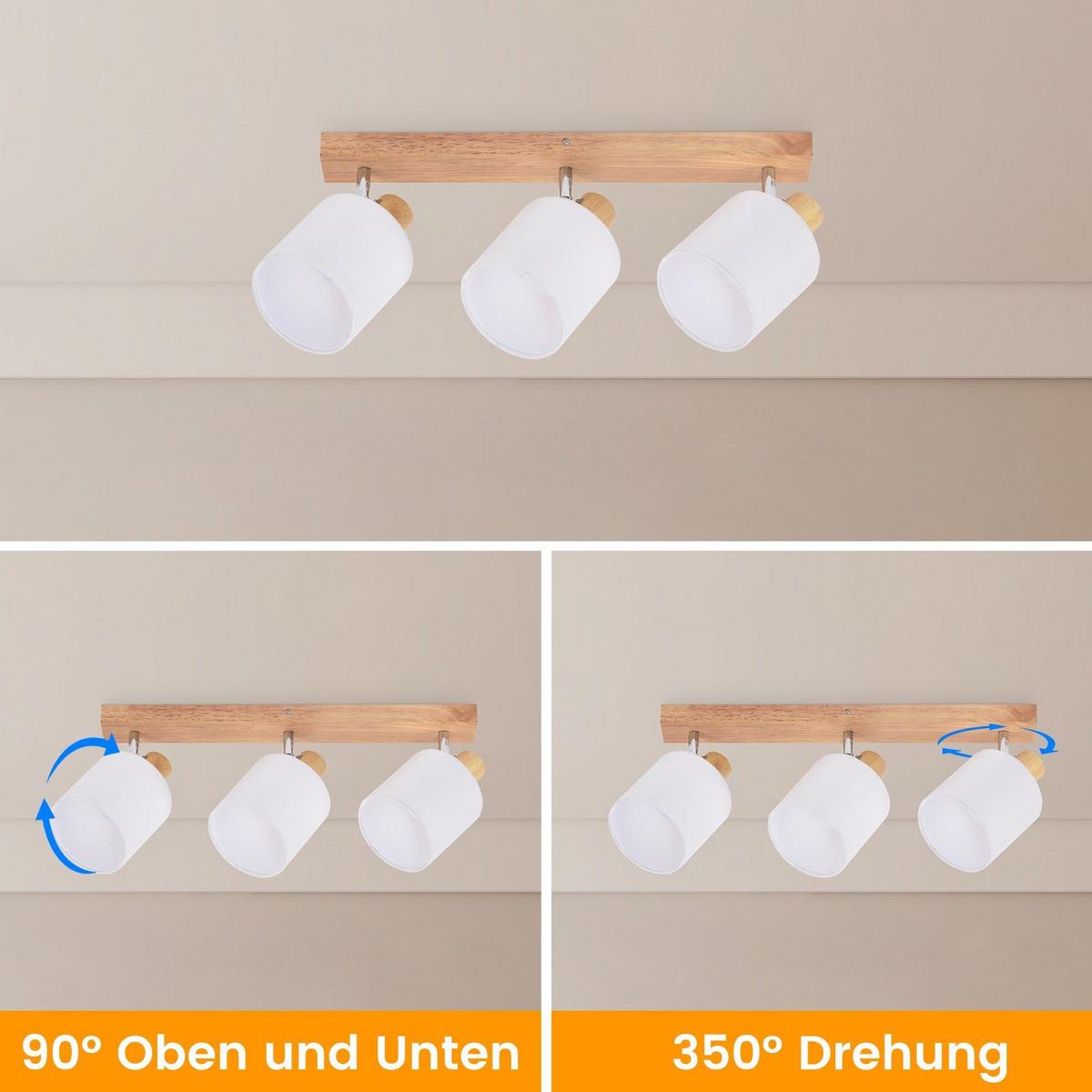 DECKENSTRAHLER Brand 3-flammig 47/11/21 cm - Braun, Textil (47/11/21cm) - Nettlife