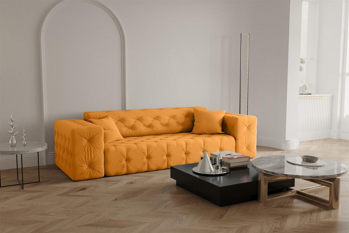 SOFASET Chantal - Gelb, Holzwerkstoff/Textil (251/78/96cm) - Fun Möbel