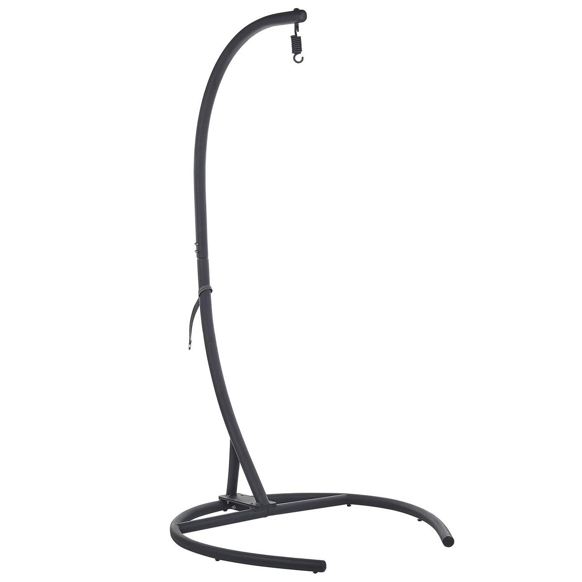 HÄNGESESSEL mit Gestell PE Rattan dunkelgrau 105 cm Sesia - Dunkelbraun, Textil (105/198/105cm) - Beliani