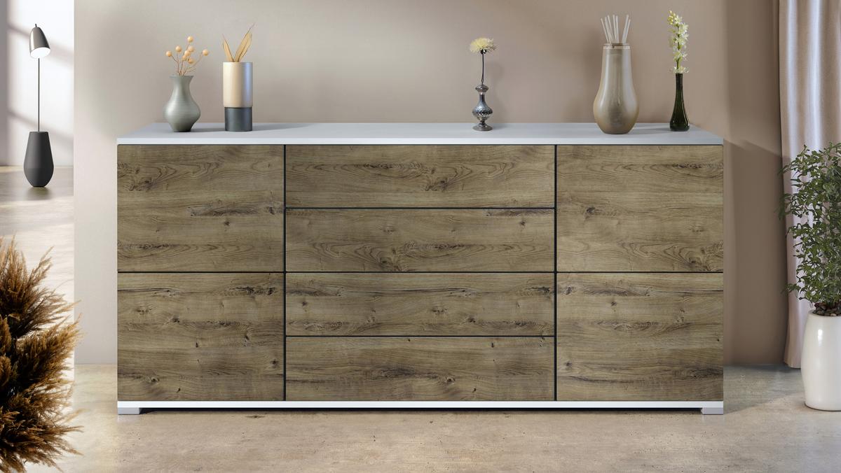 SIDEBOARD Rova Eiche Ribbeck - Alteiche, Holzwerkstoff (166.5/75.5/35cm) - Vladon