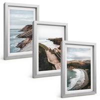 BILDER SET 3er Set - 20x30 cm Silberner Rahmen - Klippenblicke, Strandlandschaften - Silberfarben, Kunststoff (20/30cm) - TULUP