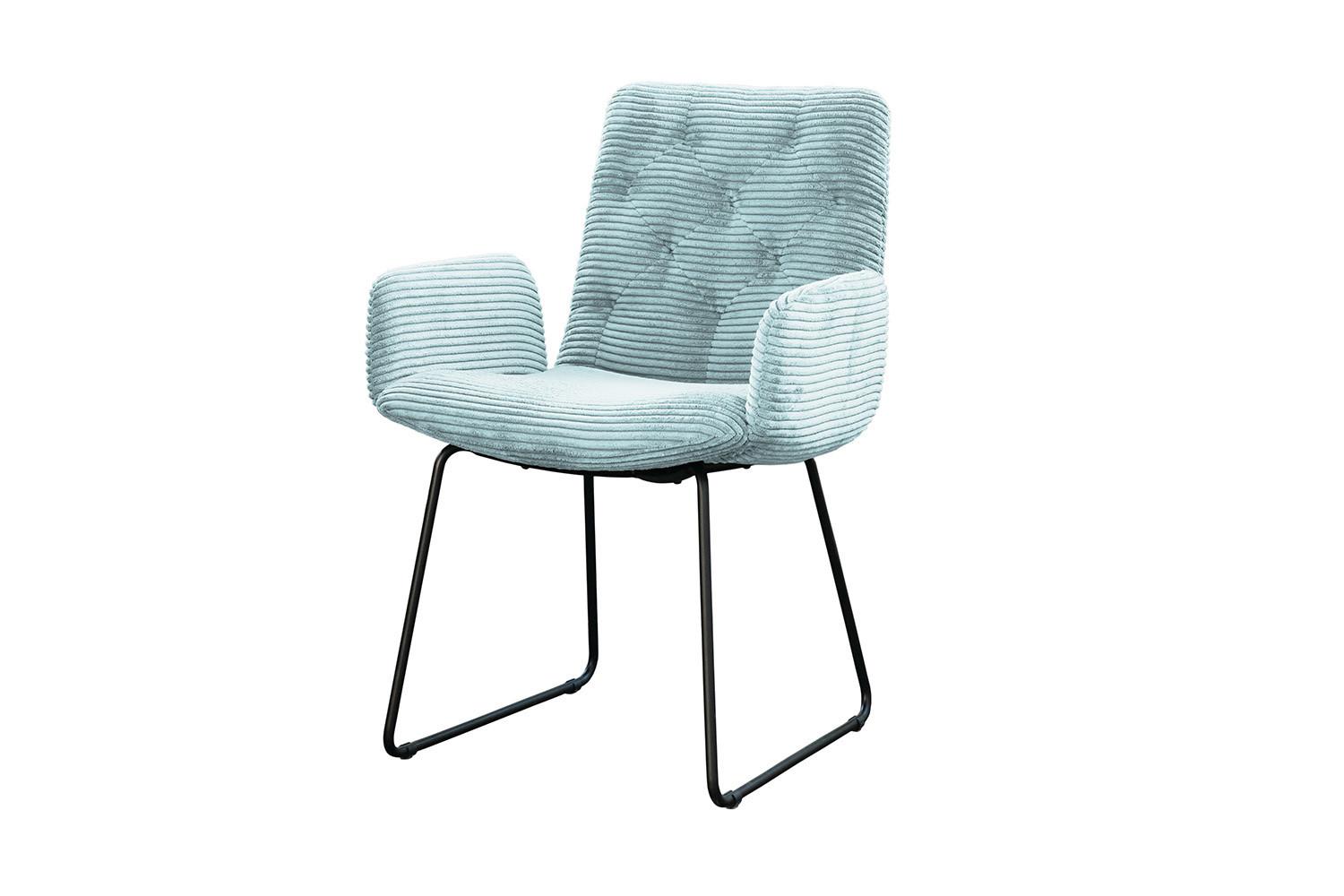 STUHL NEW CHARME Hellblau Cord (1er-Set) - Hellblau, Textil (59/87/66cm) - KAWOLA