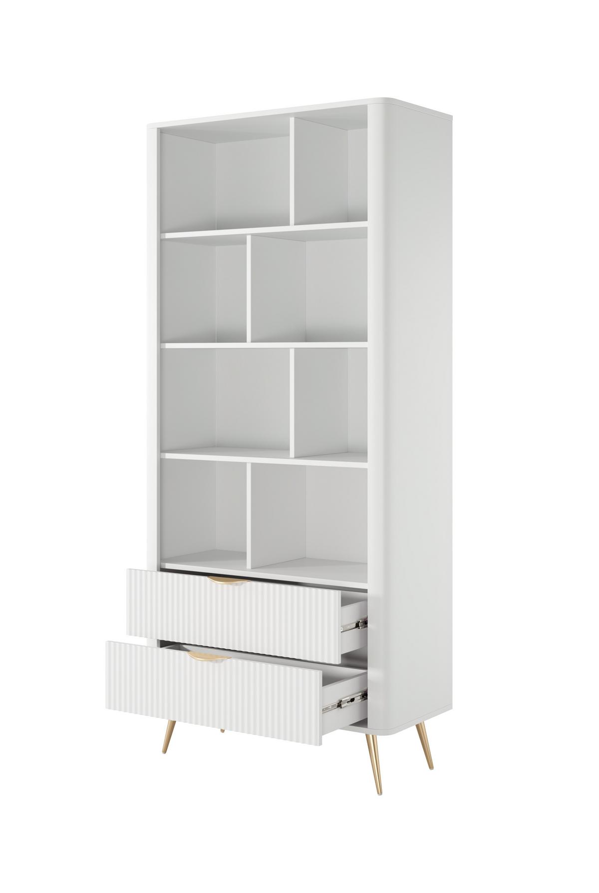 BÜCHERREGAL LANTANA 88,2x38x193,8 cm, Regal Weiß - Weiß, Holzwerkstoff (88.2/193.8/38cm) - MASSENO