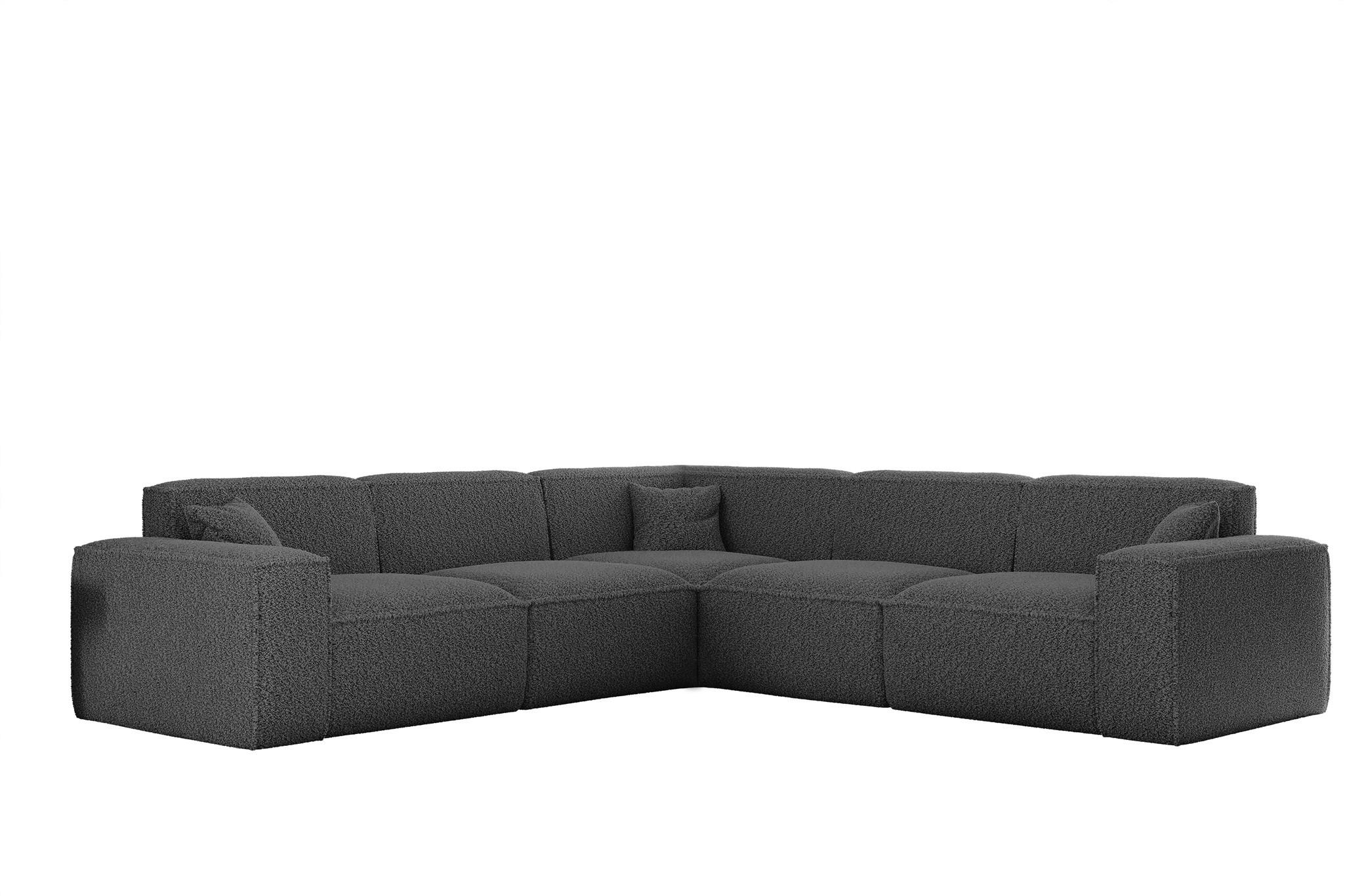 ECKSOFA Celes Premium In Sven - Dunkelgrau, Holzwerkstoff/Textil (246/246cm) - Fun Möbel