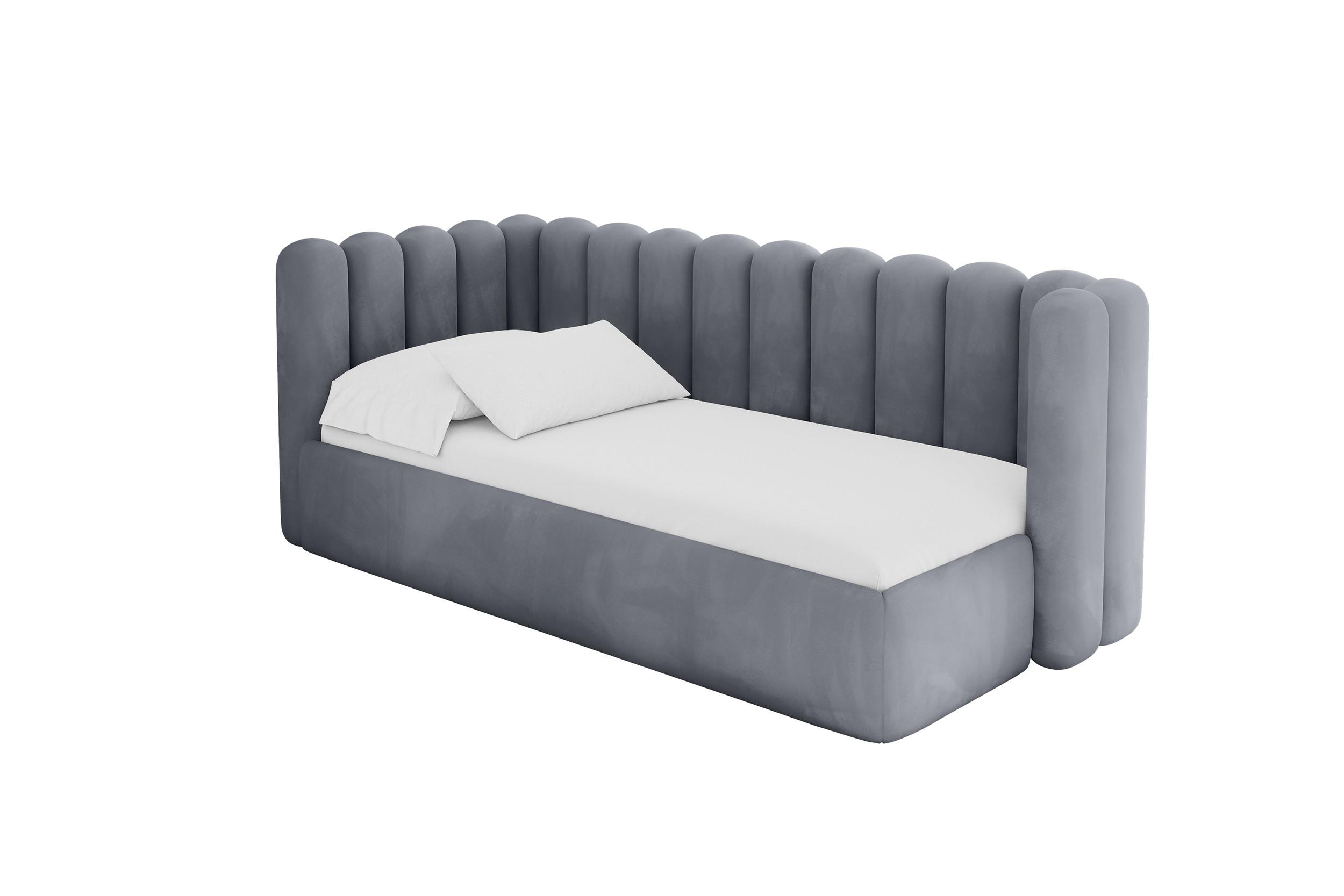 EINZELLBETT Jugendbett mit Bettkasten und Matratze H3/H4, Rechts - HUGY 100x200 Grau - Grau, Holzwerkstoff/Textil (100/200cm) - ALTDECOR