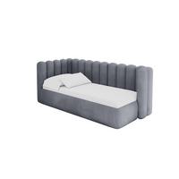 EINZELLBETT Jugendbett mit Bettkasten und Matratze H3/H4, Rechts - HUGY 100x200 Grau - Grau, Holzwerkstoff/Textil (100/200cm) - ALTDECOR