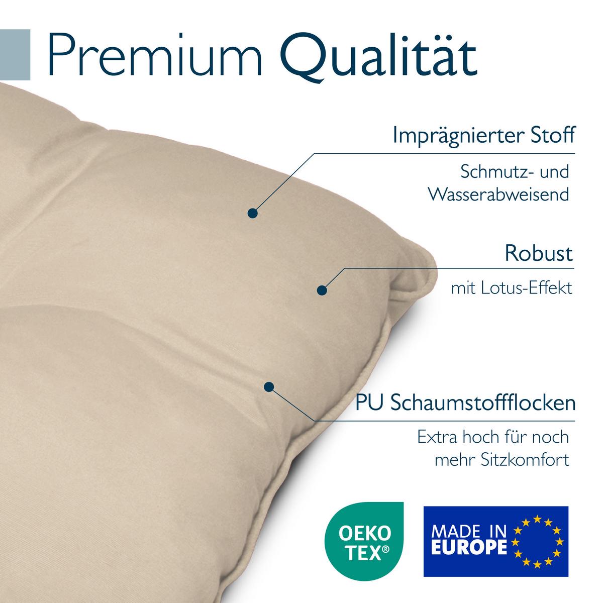 LOUNGEKISSEN Flair Outdoor Sitz 50x50x10cm mit Rücken 50x40x12cm Natur (2tlg) - Naturfarben, Textil (50/50cm) - Beautissu 