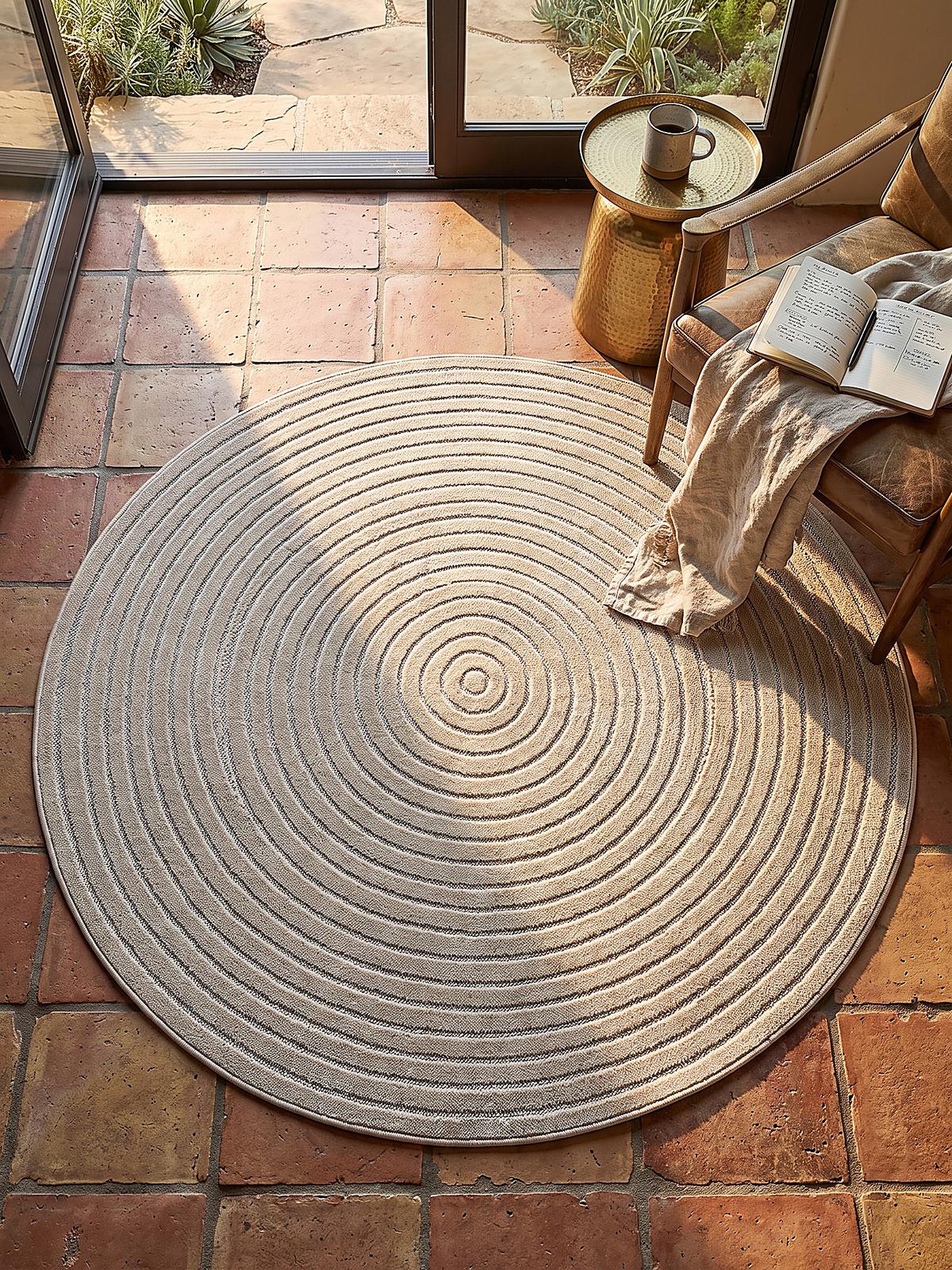 TEPPICH Outdoor Abstrakt MEZEN Polypropylen Beige 160 x 160 cm - Beige, Textil (160/160cm) - KADIMA DESIGN