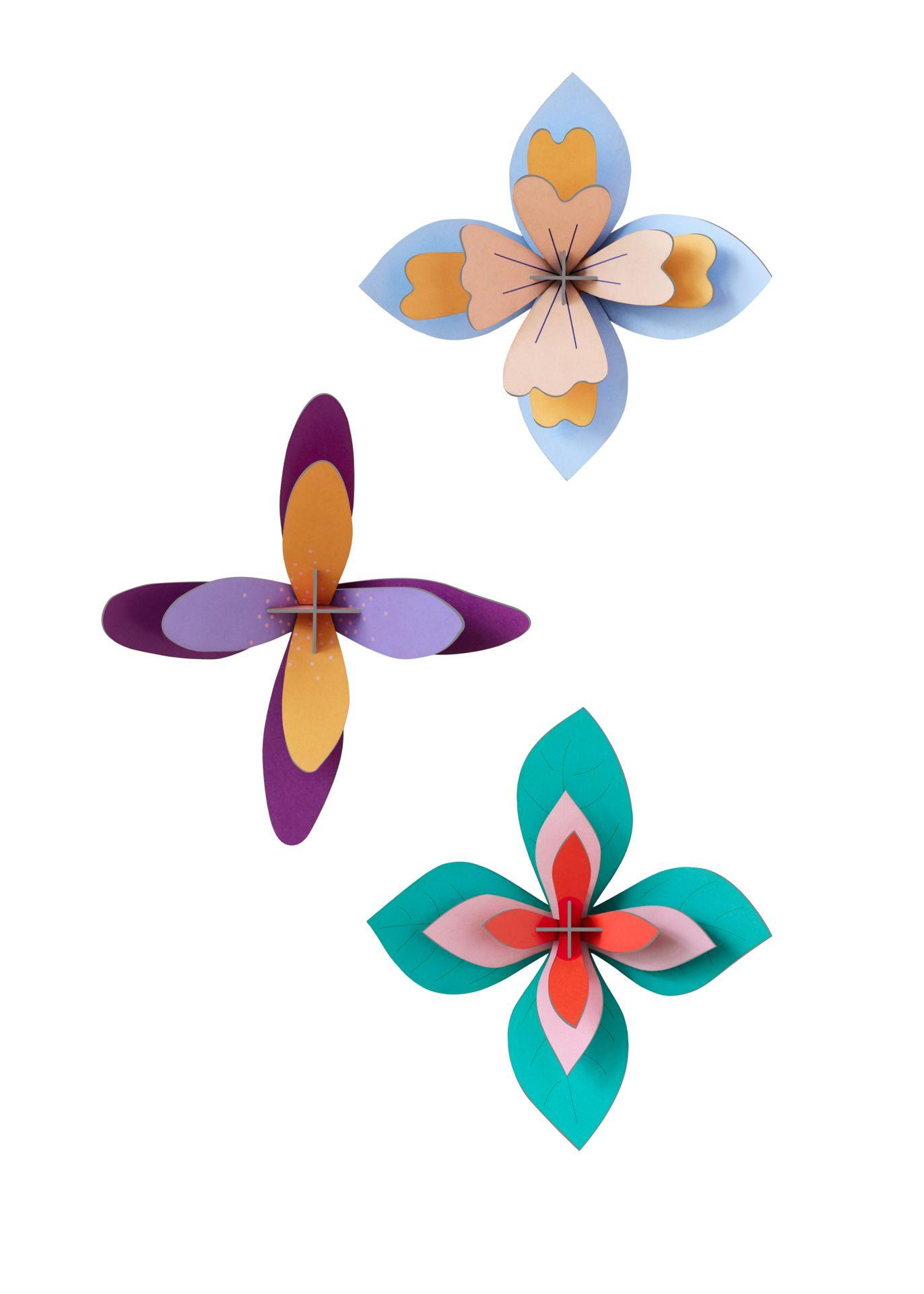WANDDEKO 3D-Blume 5/18 cm - Multicolor, Wellpappe (5/18/17cm) - Studio Roof