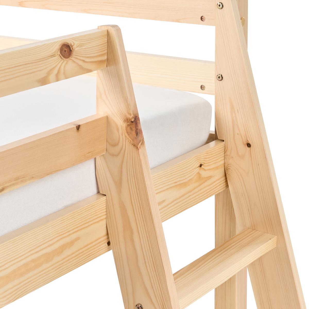 HALBHOCHBETT Kiefernholz 90/200 cm mit Rutsche Hellbraun Staple - Hellbraun, Holz (90/200cm) - Beliani