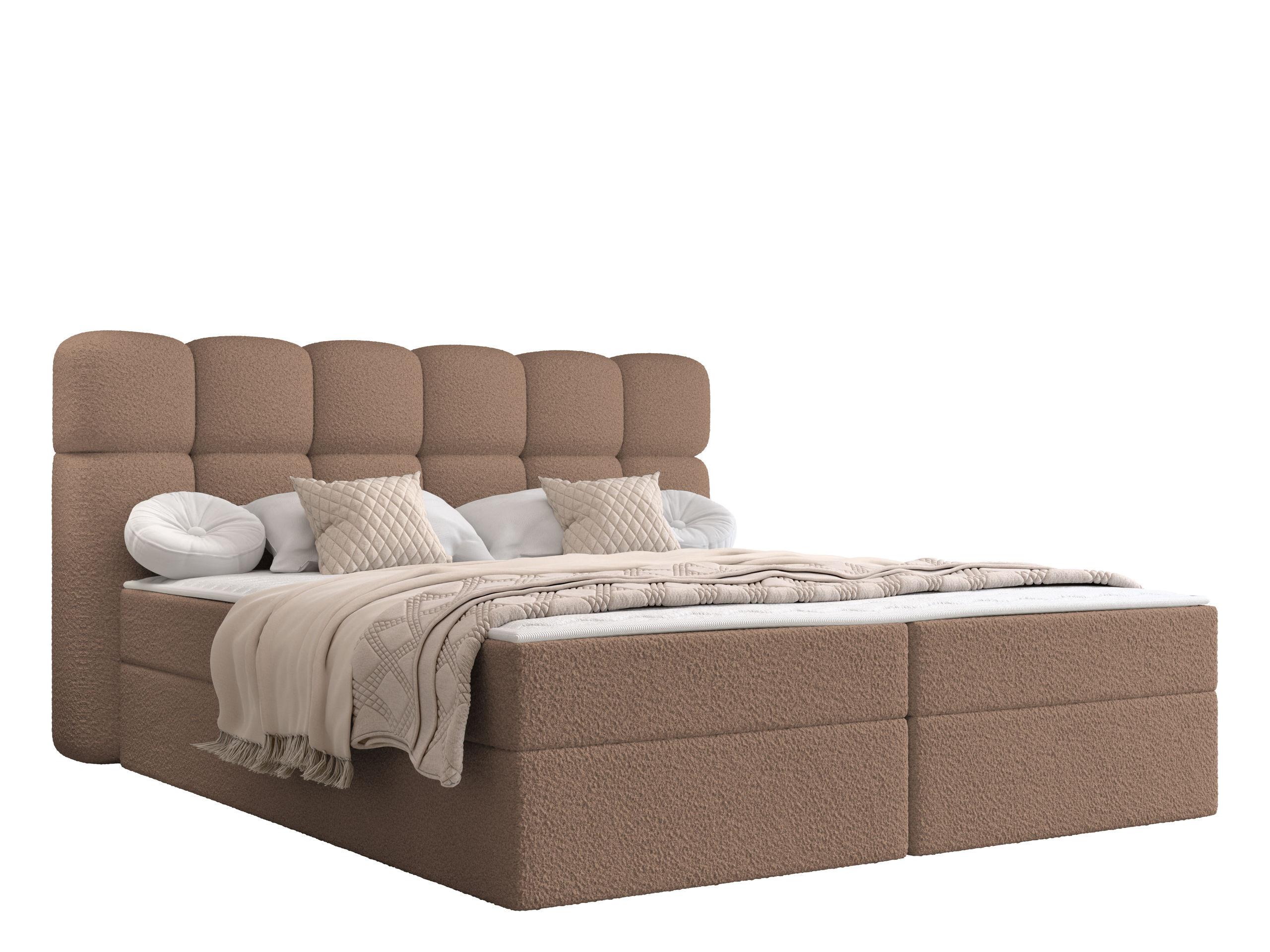 BOXBETT Softi 2 Boucle - H3 - Schwarz/Braun, Holz/Holzwerkstoff (140/200cm) - MIRJAN24