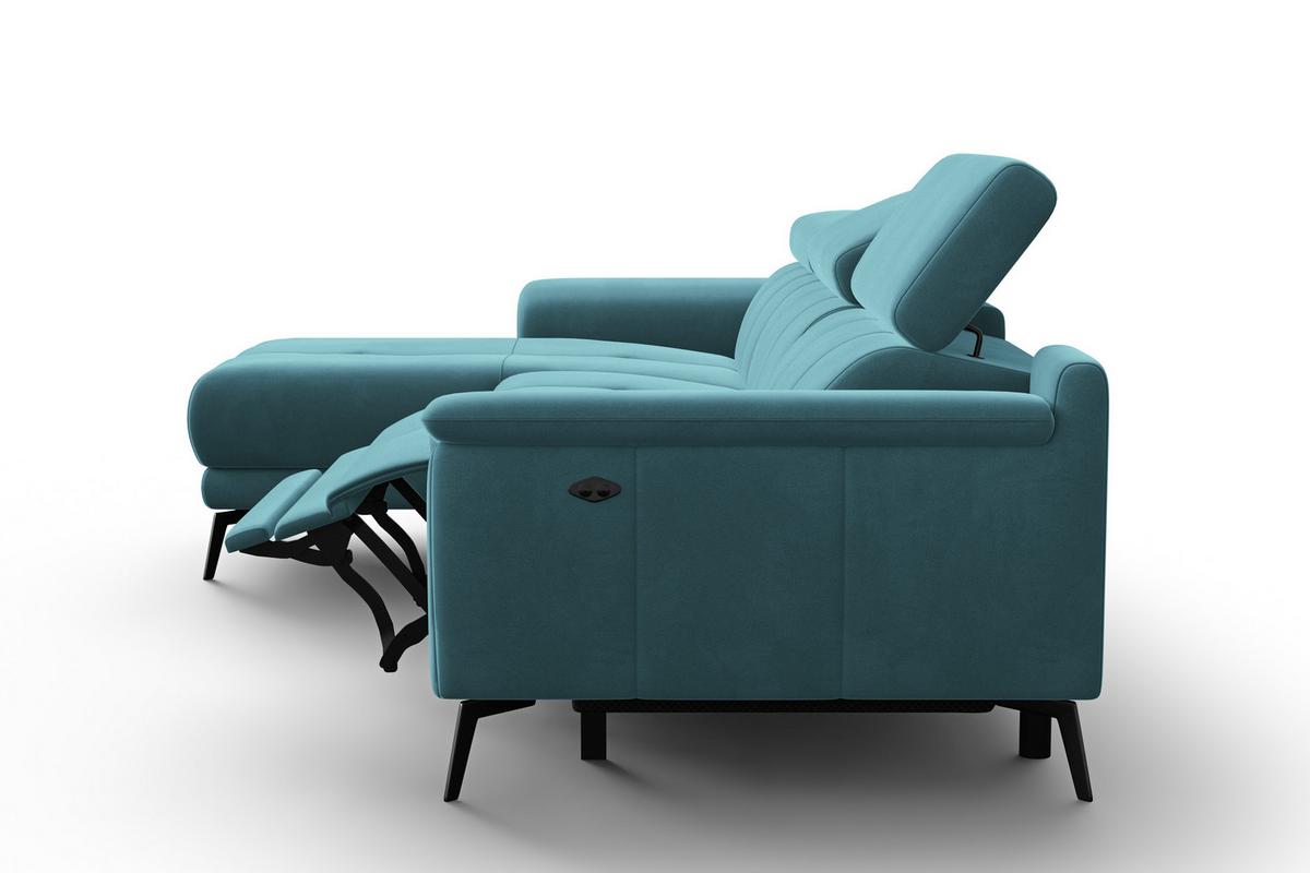 ECKSOFA FIERO 4-Sitzer LINKS, Minter Veloursstoff - Schwarz/Mintgrün, Holz/Textil (288/170cm) - Courtois Laville