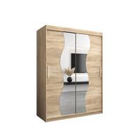 SCHWEBETÜRENSCHRANK 200/150/62 2-türig - Silberfarben/Sonoma Eiche, Holz/Kunststoff (150/200/62cm) - MÖBEL KRYSPOL