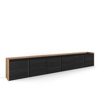 LOWBOARD, Schwarz und Eiche, 309/35/50cm - Schwarz, Holzwerkstoff (310/50/35cm) - Skraut Home