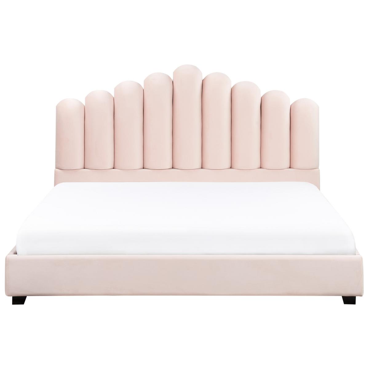 BETT mit Lattenrost 180/200 cm Pastellrosa Vincennes - Pink/Schwarz, Textil (180/200cm) - Beliani