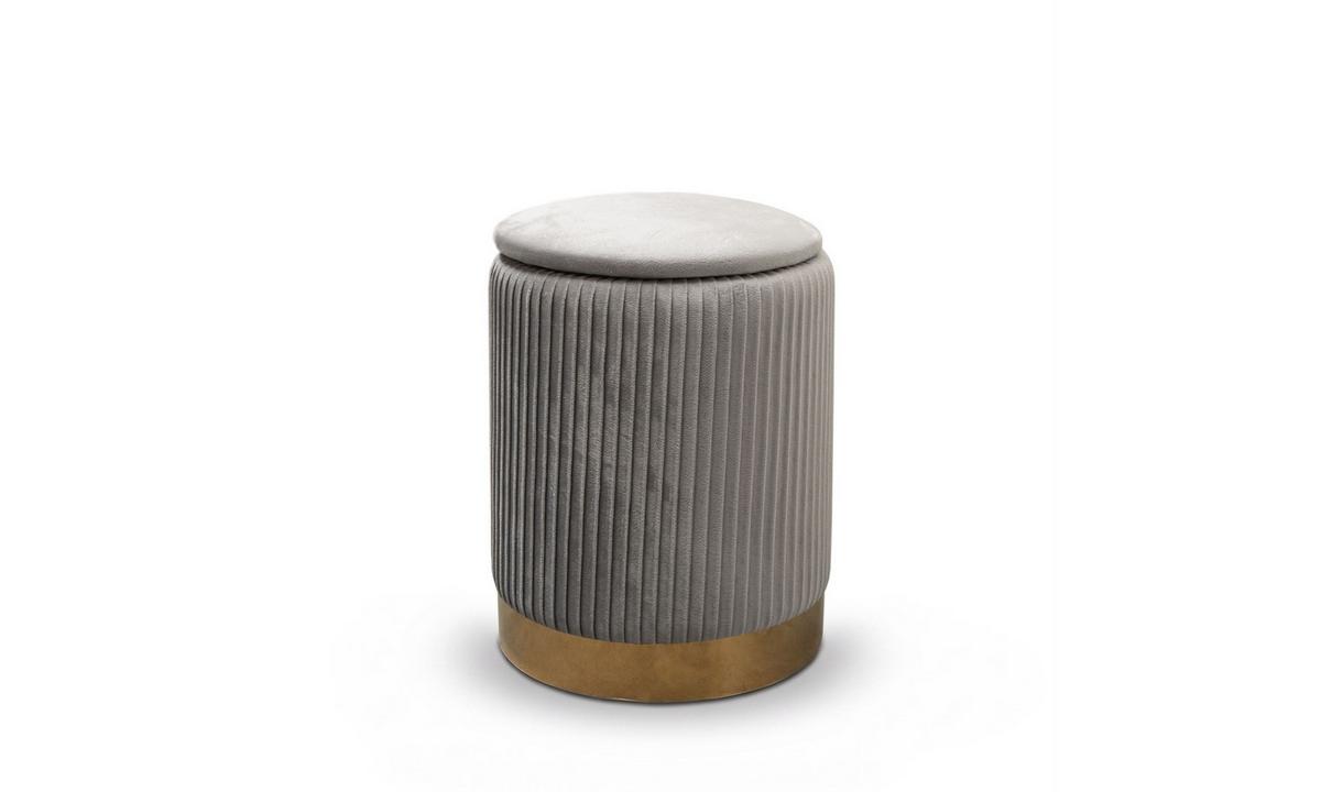 HOCKER-SET GEMINI 37/37/42 cm Grau - Goldfarben/Grau, Textil/Metall (37/42/37cm) - Lookway