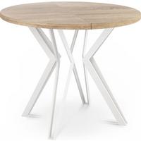 ESSTISCH Austin runder ausziehbarer, Sonoma Eiche 120-200/100/76 cm - Weiß/Sonoma Eiche, Holzwerkstoff/Metall (120/200/76cm) - WFL GROUP