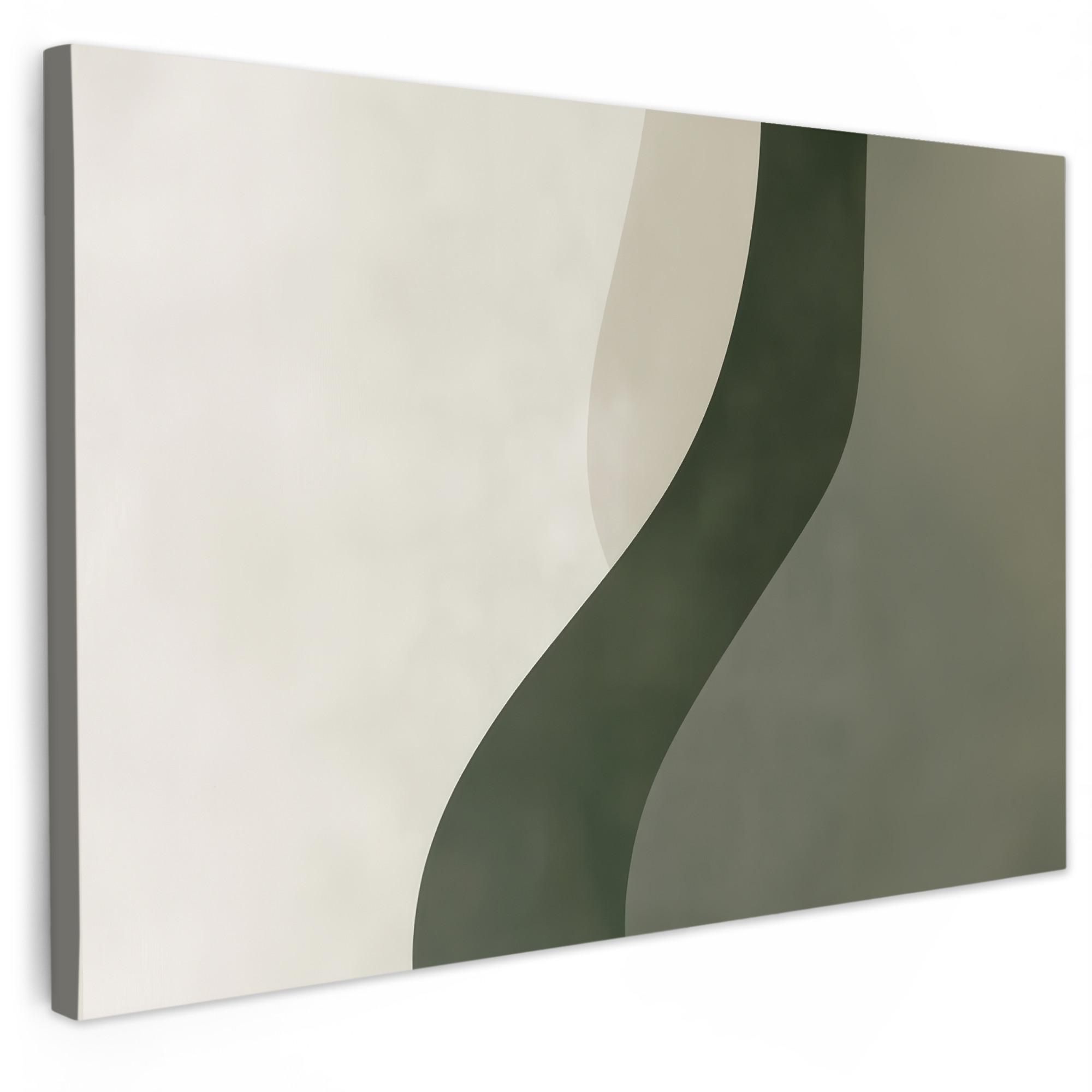 LEINWANDBILD Japandi - Grün - Abstrakt - Modern Wohnzimmer Groß 120x80 cm - Salbeigrün, Textil (120/80cm) - MuchoWow