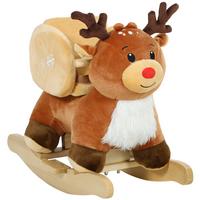 KINDER-SCHAUKELPFERD Rentier mit Schlafliedern Plüsch Braun - Braun, Textil (32/55/65cm) - AIYAPLAY
