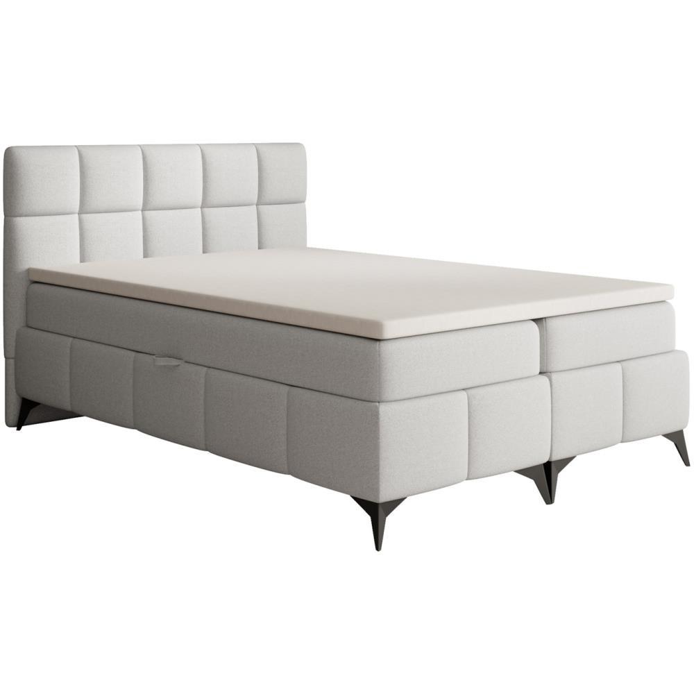 BOXBETT Solido mit Bettkasten 140x200 cm hellgrau - Hellgrau/Schwarz, Textil/Metall (140/200cm) - Beautysofa