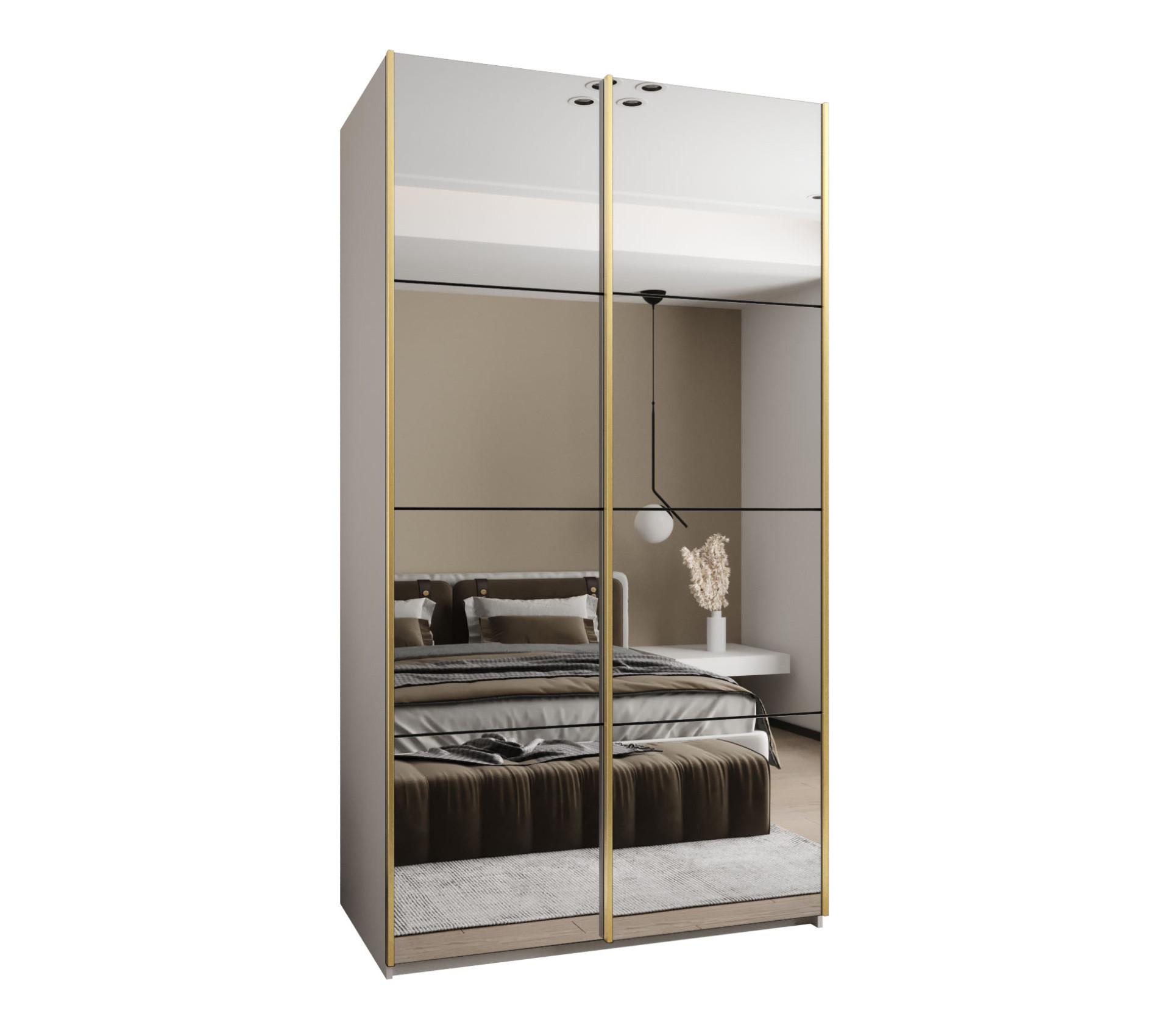 SCHWEBETÜRENSCHRANK 245,5/140/64 2-türig - Goldfarben/Schwarz, Holz/Metall (140/245/64cm) - Abiks Möbel