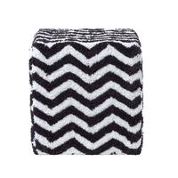 SITZWÜRFEL schwarz-weiß getuftet, Zickzack-Muster 36/36/38 cm - Schwarz, Textil (36/38/36cm) - Homescapes