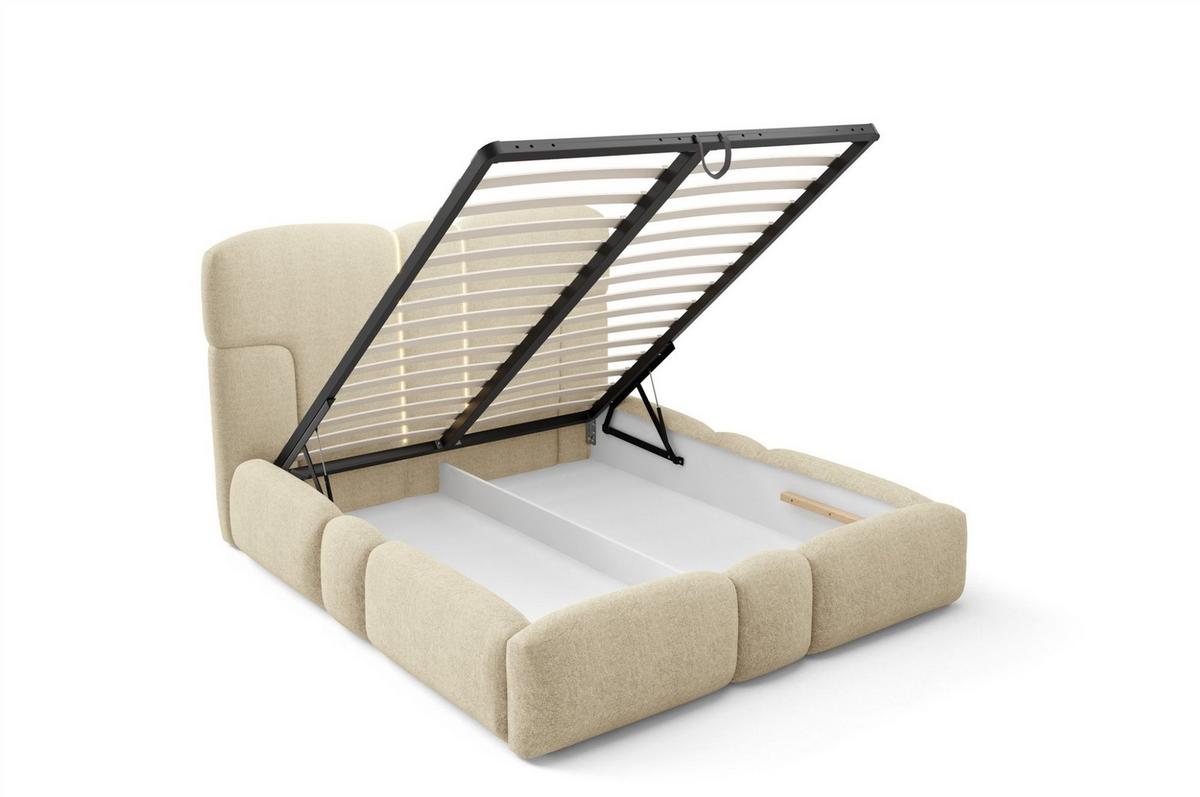 POLSTERBETT Jordan - Beige, Holzwerkstoff/Textil (140/200cm) - Fun Möbel