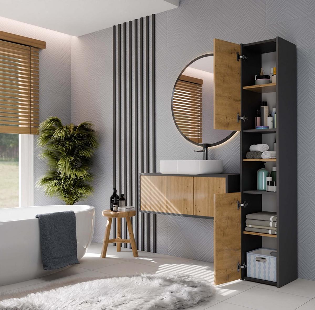 BADEZIMMERSCHRANK Anthrazit, Artisan 30/170/30 - Anthrazit, Holzwerkstoff (30/170/30cm) - RAUMHIRSCH FURNITURE