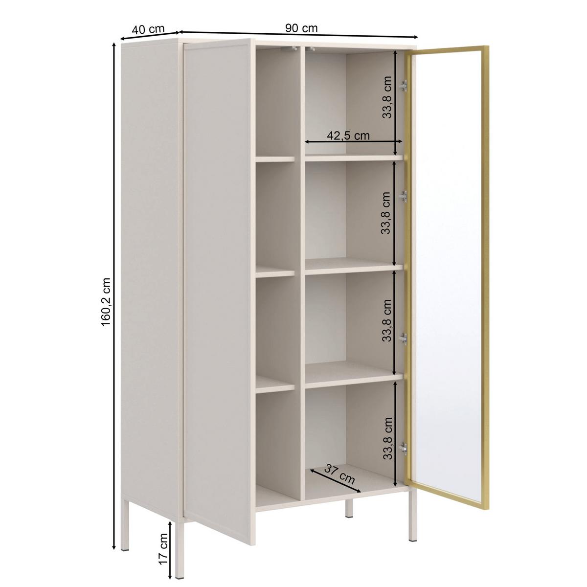VITRINE Velveto Schwarz 90 cm - Schwarz, Holzwerkstoff/Metall (90/160.2/40cm) - Selsey
