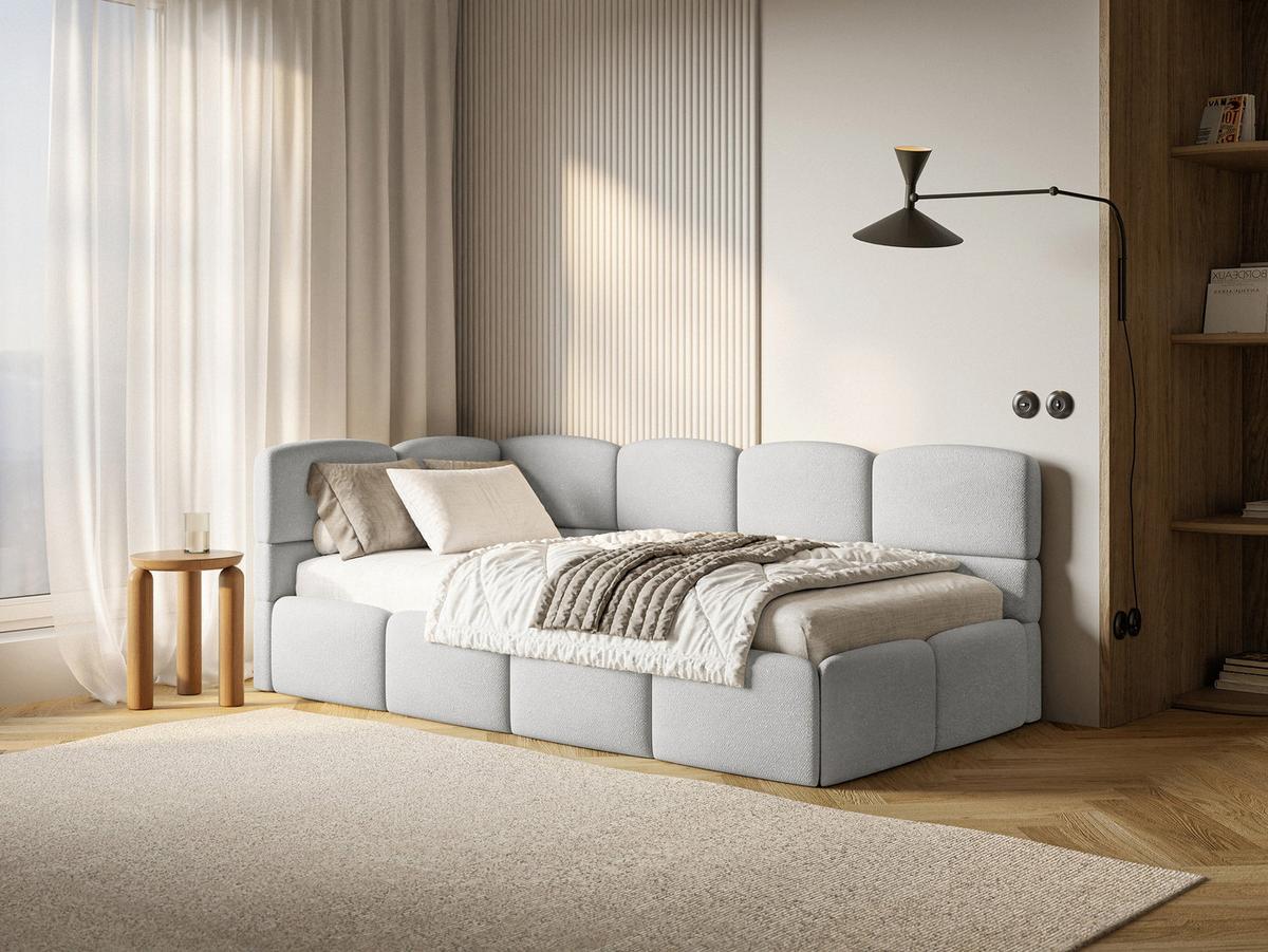 JUGENDBETT Cloudy Hellgrau 120 cm, Chenille - Hellgrau/Schwarz, Kunststoff/Textil (120/200cm) - Selsey