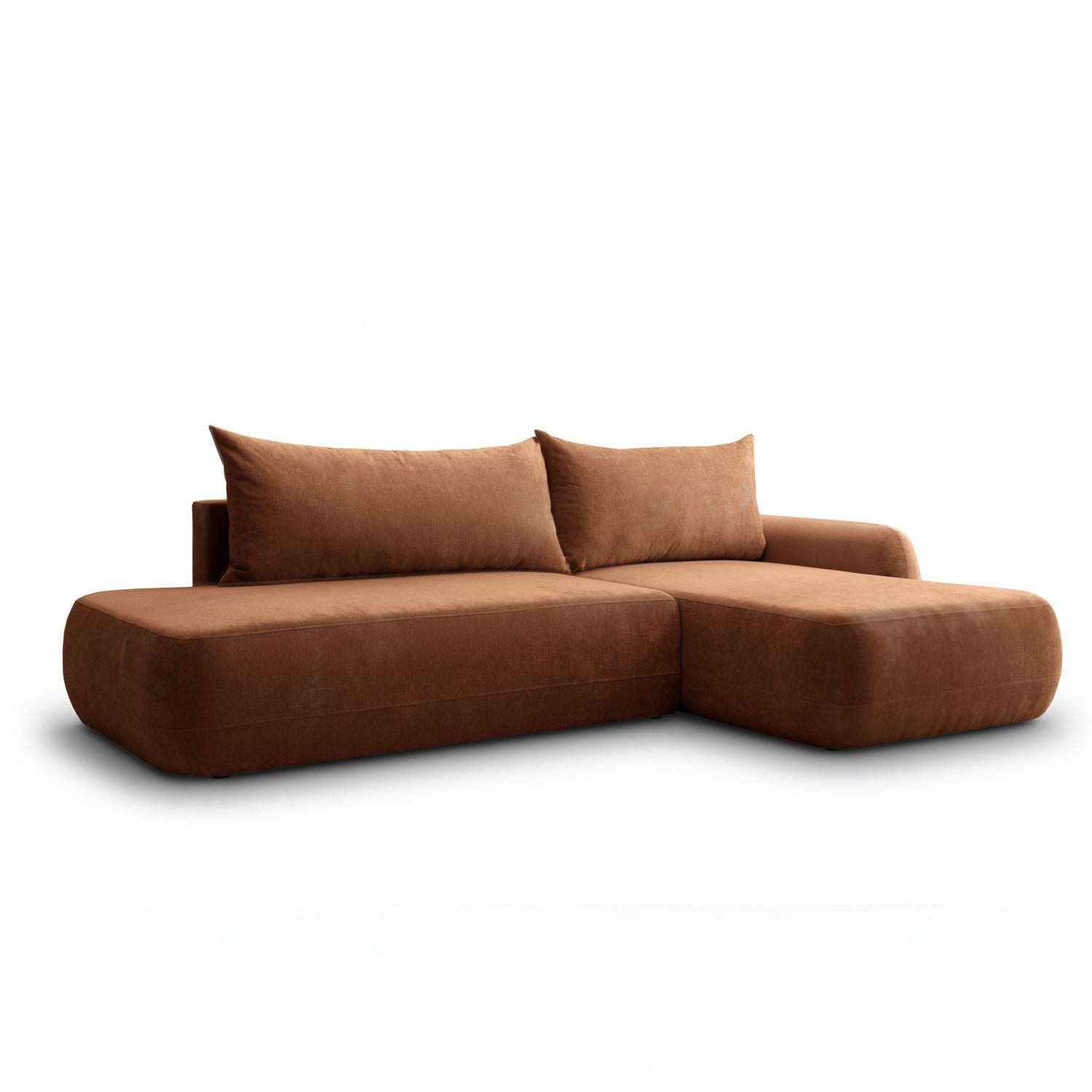 ECKSOFA GOYA mit Schlaffunktion und Bettkasten, Rechte, Perfect Harmony 52 - Rotbraun, Textil (302/184cm) - Lookway