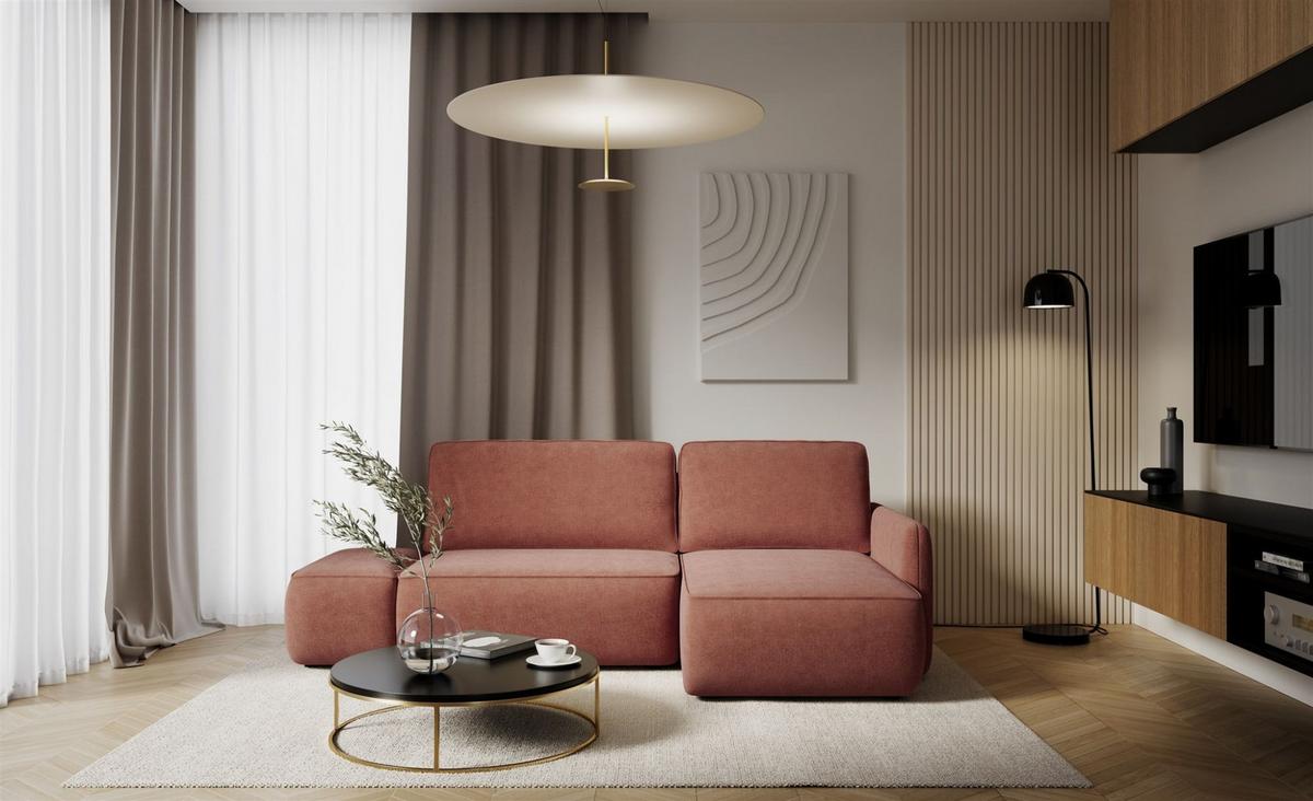 ECKSOFA Luka Mit Schlaffunktion - Rotbraun, Holzwerkstoff/Textil (148/229cm) - Fun Möbel