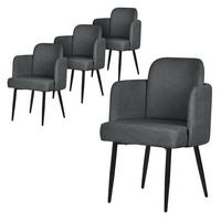 ESSZIMMERSTÜHLE 4er Set Anthrazit mit Stoffbezug Rattan Optik - Anthrazit/Schwarz, Textil/Metall (59/86/59cm) - ML-DESIGN