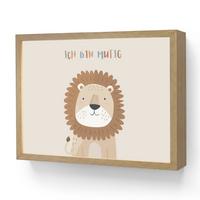 NACHTTISCHLAMPE MIT AKKU Löwe - Beige - Tier - Mutig - Zitat 40x30 cm - Beige, Holzwerkstoff (8/40/30cm) - OnlyWow