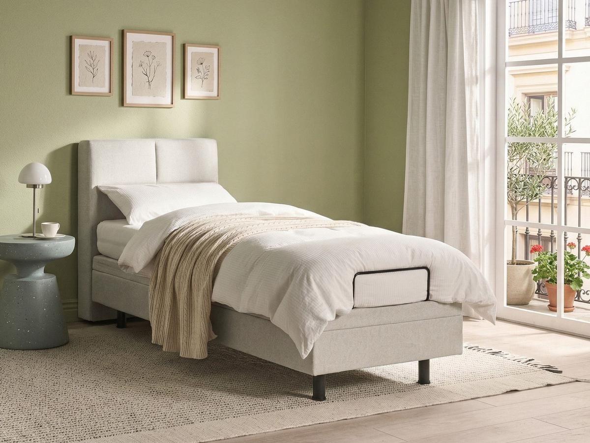 BETT verstellbar 80/200 cm Stoff Hellbeige Viceroy - Beige, Textil (80/200cm) - Beliani