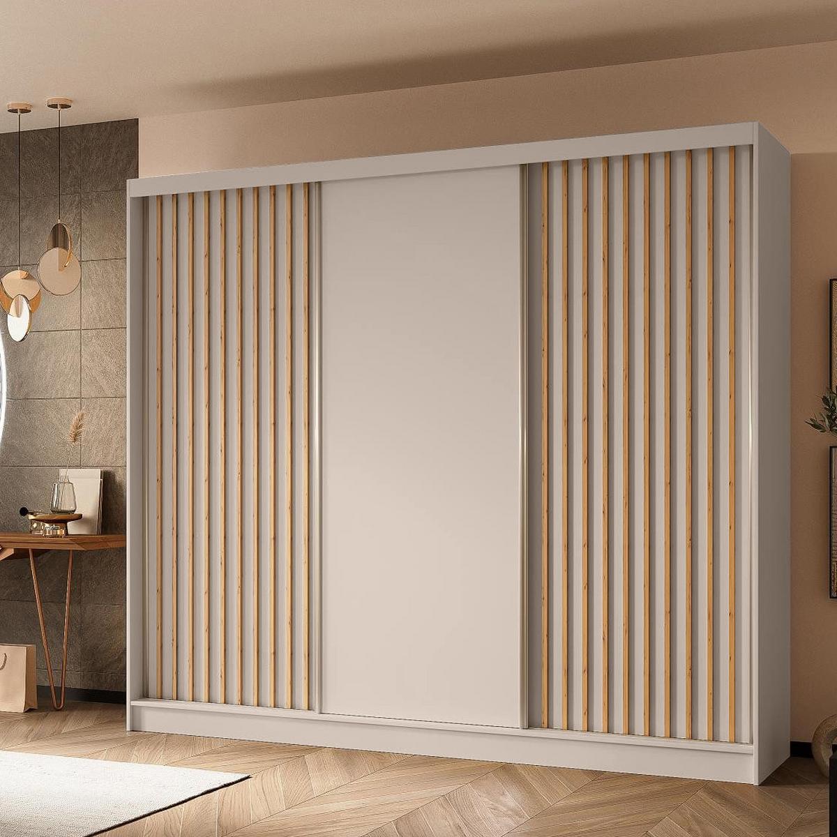SCHWEBETÜRENSCHRANK Helios 240/216/61 kaschmir - Kaschmir, Holzwerkstoff (240/216/61cm) - Beautysofa