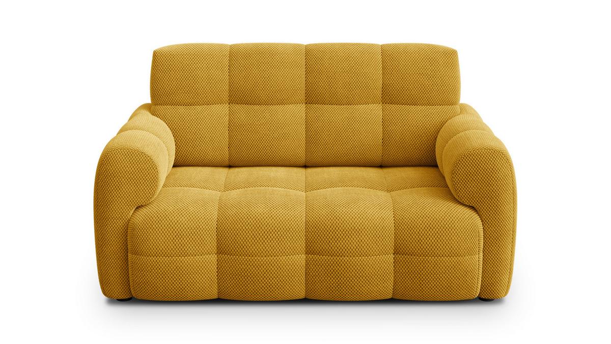SOFA MELLOW 2-Sitzer, safran - Gelb/Schwarz, Holz/Textil (153/87/98cm) - Wozimo