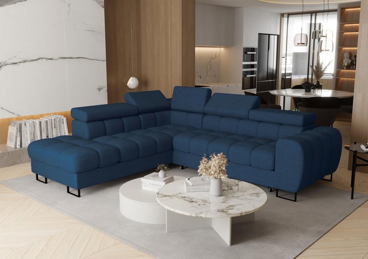 ECKSOFA Bastien Max Mit Schlaffunktion - Blau, Holzwerkstoff/Textil (225/260cm) - Fun Möbel