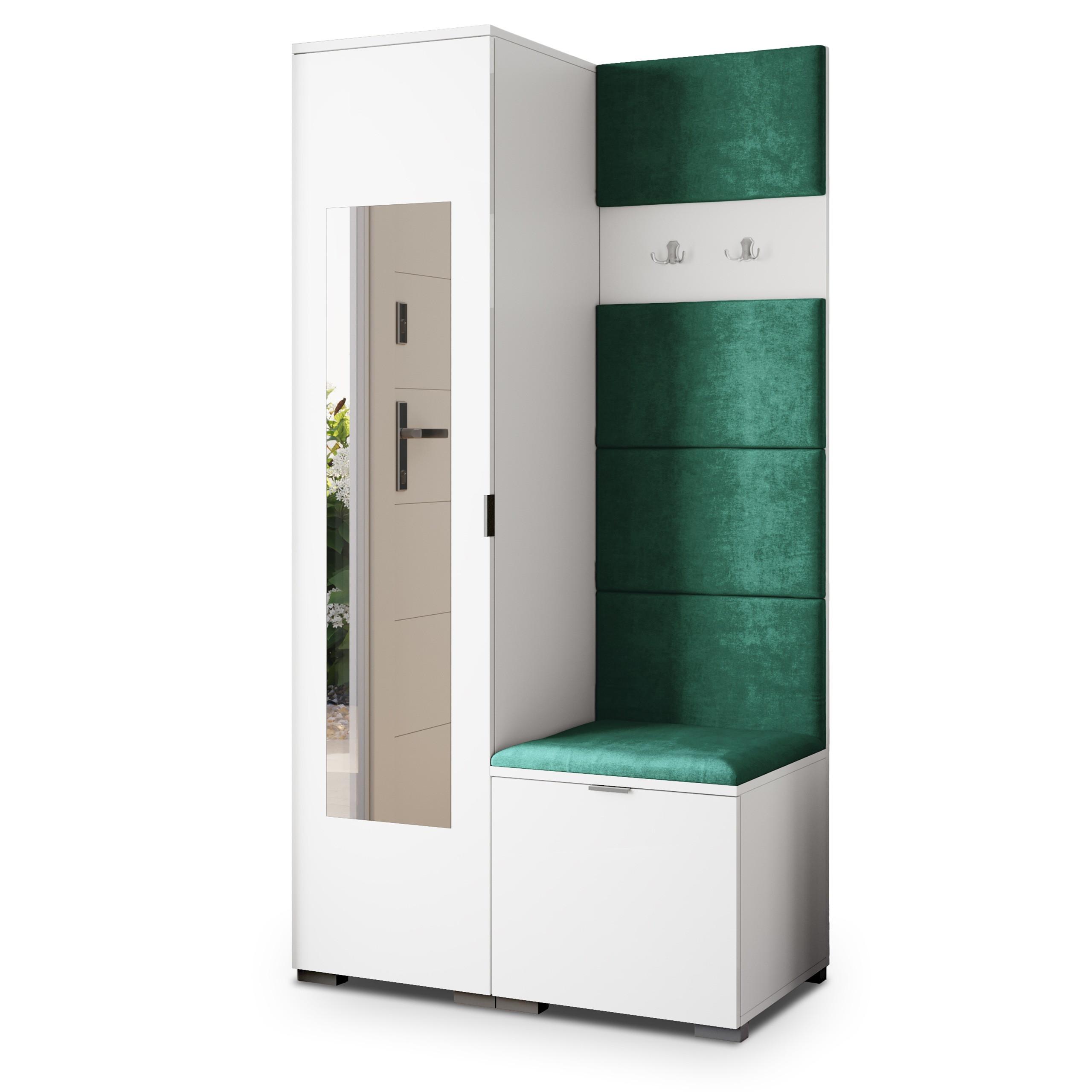 GARDEROBENSCHRANK VIRA 95/181/51 cm Modern Garderobe-Set Weiß - Weiß/Grün, Holzwerkstoff (95/181/51cm) - MASSENO