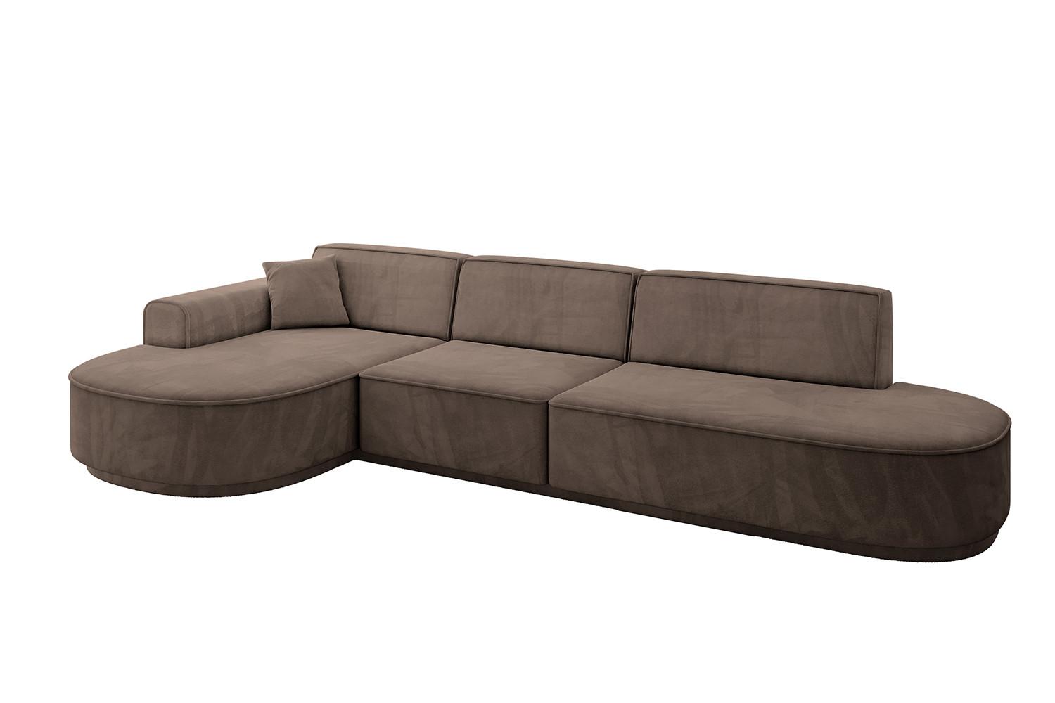 ECKSOFA Ottomane Links MARI-L2-v3 - 328x171x83 cm Braun Velours - Schwarz/Braun, Holzwerkstoff/Kunststoff (328/171cm) - ALTDECOR