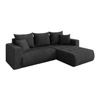 ECKSOFA mit Schlaffunktion Ottomane Rechts MILA-L 277x194x86 Dunkelgrau Velours - Anthrazit/Schwarz, Holzwerkstoff/Kunststoff (277/194cm) - ALTDECOR