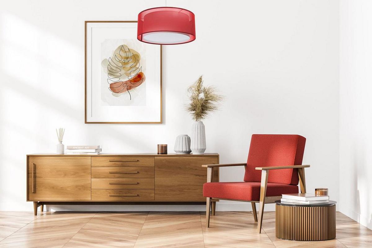 HÄNGELEUCHTE Rot 60/22 cm - Rot/Weiß, Kunststoff (60/1.5/22cm) - ONZENO