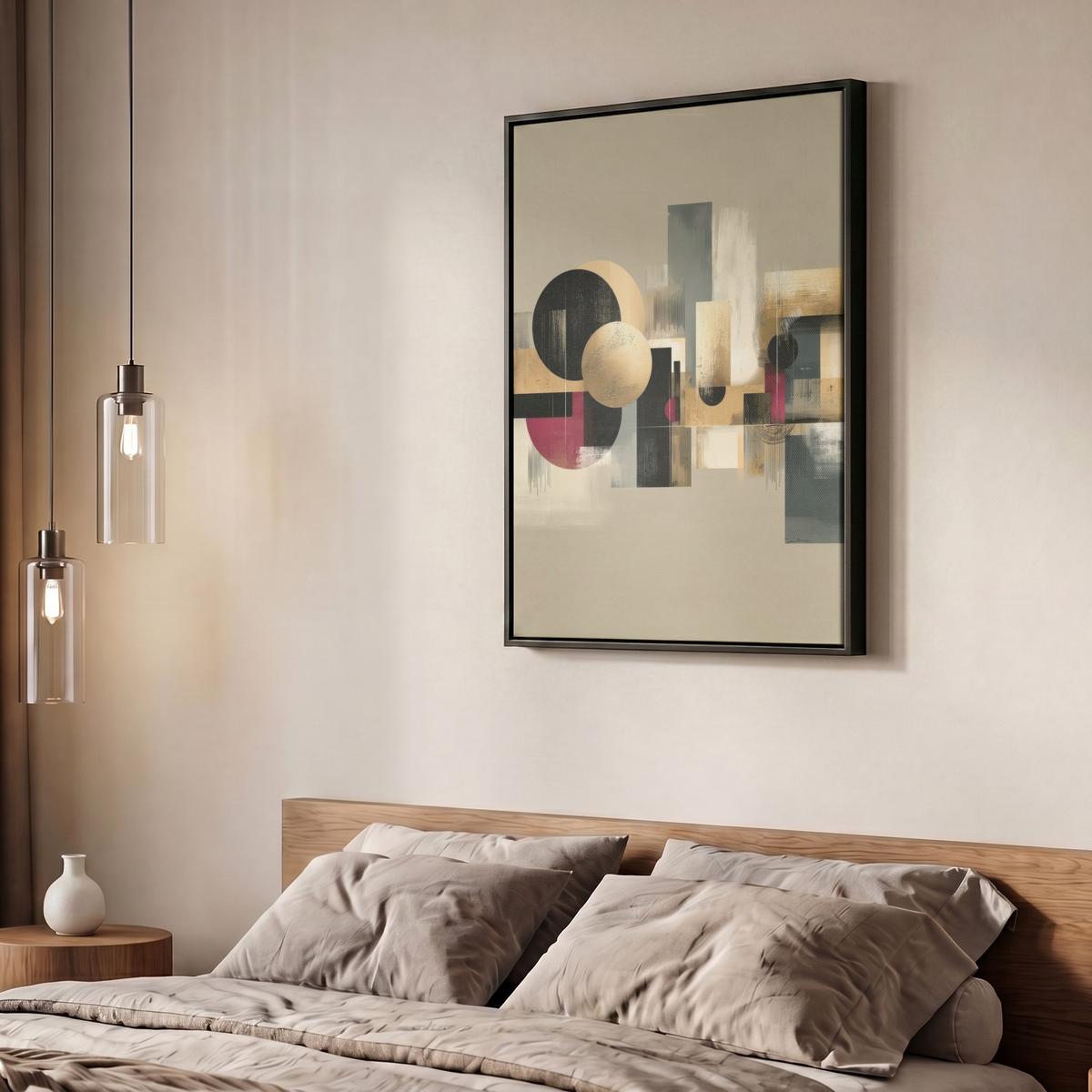 LEINWAND Bilder mit Rahmen - Abstrakt - Formen - Beige - Texturen - 60x80 - Beige, Textil (60/80cm) - MuchoWow