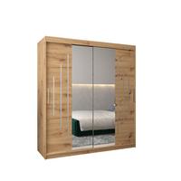 SCHWEBETÜRENSCHRANK 200/180/62 2-türig - Silberfarben/Eiche Artisan, Holz/Kunststoff (180/200/62cm) - Abiks Möbel
