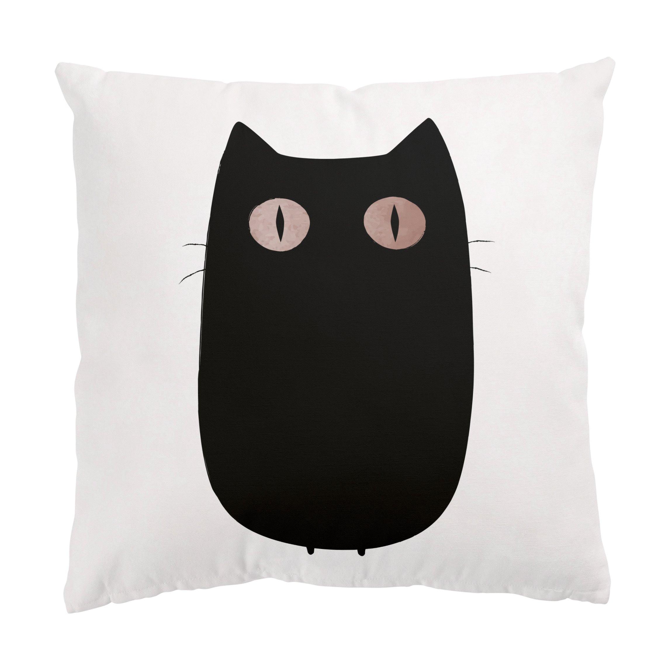 DEKOKISSEN Schwarze Katze Illustration 40/40 cm - Schwarz, Textil (40/40/10cm) - Bilderwelten